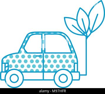Leafs plante avec l'icône de l'écologie de voiture Illustration de Vecteur