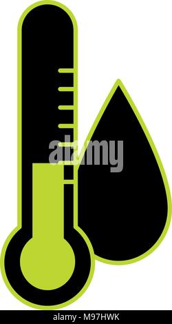 Goutte d'eau avec le thermomètre de l'écologie Illustration de Vecteur