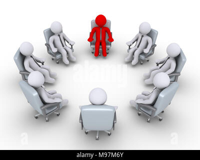 D'affaires 3d sont assis en cercle, mais l'un est différent Banque D'Images