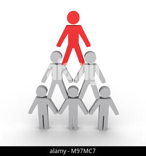 3d human figures former une pyramide et le leader sur le dessus Banque D'Images