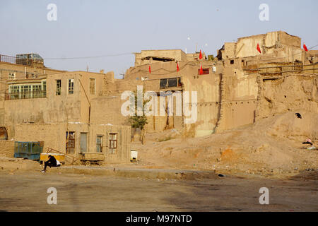 Köziciyerbisi, la dernière partie restante de la vieille ville de Kashgar dans le Xinjiang, en Chine Banque D'Images