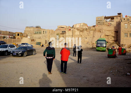 Köziciyerbisi, la dernière partie restante de la vieille ville de Kashgar dans le Xinjiang, en Chine Banque D'Images