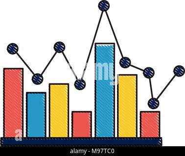 Graphique à barres statistiques a souligné la conception de ligne Illustration de Vecteur