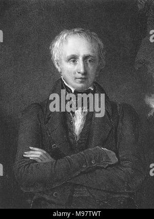 William Wordsworth (1770-1850), une gravure de 1833 par John Cochran à partir d'un tableau par Sir William Boxall, Banque D'Images