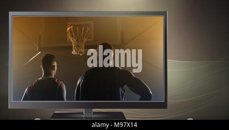 Les joueurs de basket-ball à la télévision Banque D'Images