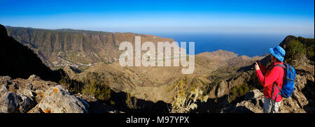 Hermigua, Aussicht vom Berg Enchereda, La Gomera, Kanarische Inseln, Spanien Banque D'Images