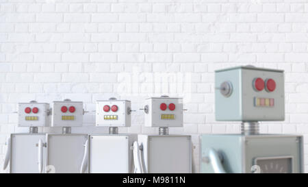 Groupe de robots avec l'un séparé de l'autre, rendu 3D Banque D'Images