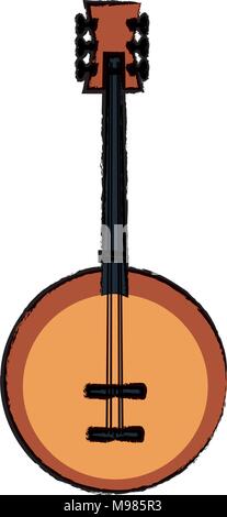 Icône de l'instrument banjo sur fond blanc, design coloré. vector illustration Illustration de Vecteur