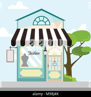 Fashion Store Front Building Vector Background Illustration Graphic Design Illustration de Vecteur