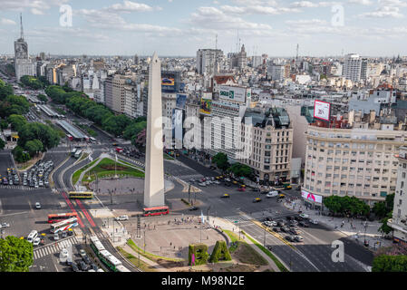 L'obélisque de l'Avenida 9 de Julio, à Buenos Aires. L'Argentine Banque D'Images