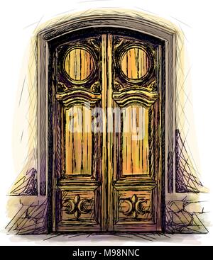 vieille porte en bois Illustration de Vecteur
