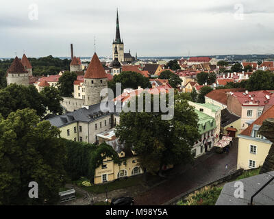 Vue sur les toits de Tallinn Estonie sur un jour d'automne pluvieux Banque D'Images