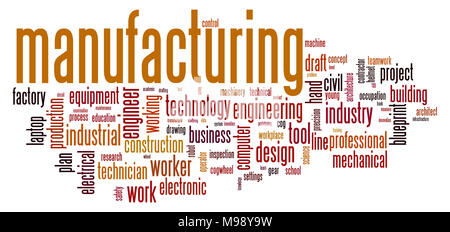 Mot de fabrication concept cloud sur fond blanc, rendu 3d. Banque D'Images