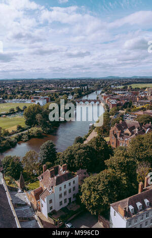 Worcester, Royaume-Uni - y compris River 7. Comme vu de la cathédrale de Worcester. Banque D'Images