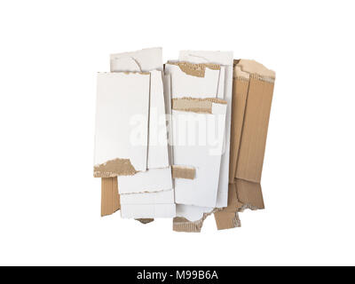 Séparer la collecte des déchets. Déchets Carton isolé sur blanc. Tas de vieux papiers. Banque D'Images