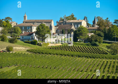 Paysage viticole de Saint-Emilion Vignoble-sud-ouest de la France Banque D'Images