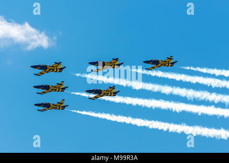 Joukovski, région de Moscou, Russie - le 23 juillet 2017 : un groupe d'avions militaires russes sur un show de démonstration MAKS-2017 Banque D'Images