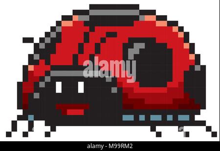 Illustration Vecteur de cartoon Coccinelle - conception de pixel Illustration de Vecteur
