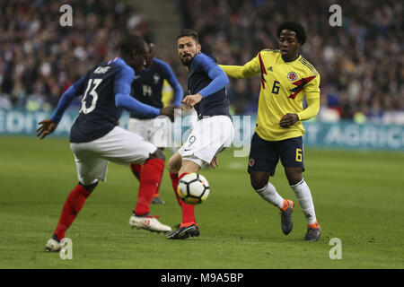 23 mars 2018 - Olivier Giroud 9 ; pendant le match de football entre la France et la Colombie au Stade de France, à Saint-Denis, à la périphérie de Paris, le 23 mars 2018. Credit : Crédit : /ZUMA Wire/Alamy Live News Banque D'Images
