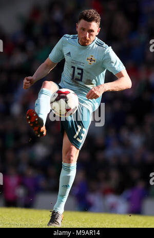 Corry Evans, en Irlande du Nord, lors du match international au Windsor Park, à Belfast. APPUYEZ SUR ASSOCIATION photo. Date de la photo: Samedi 24 mars 2018. Voir PA Story SOCCER N Irlande. Le crédit photo devrait se lire comme suit : Brian Lawless/PA Wire. . Banque D'Images