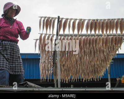 Busan, Corée du Sud. Octobre 2012 : Le marché aux poissons de Jagalchi est un représentant le marché aux poissons et une destination touristique à Busan. De nombreux touristes visitent Jag Banque D'Images