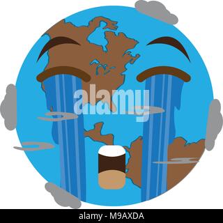 Crying earth emote. Le jour de la terre Illustration de Vecteur