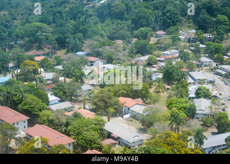 Zone résidentielle - Antenne de maisons, arbres et jardins d'en haut Banque D'Images