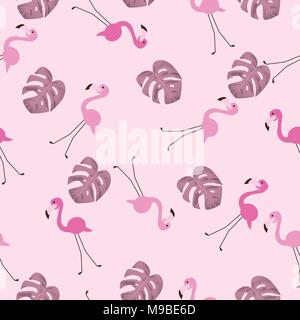 Flamingo bird modèle Transparent avec Feuille tropicale. Vector illustration. Illustration de Vecteur