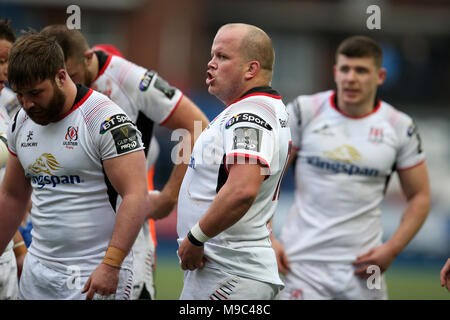 Cardiff, Royaume-Uni, 24 Mar, 2018. Callum Black, de l'Ulster ©. Match de rugby Pro Guinness14, Cardiff Blues v Ulster Rugby au BT Cardiff Arms Park de Cardiff, Pays de Galles du Sud le samedi 24 mars 2018. Photos par Andrew Verger/Alamy Live News Banque D'Images