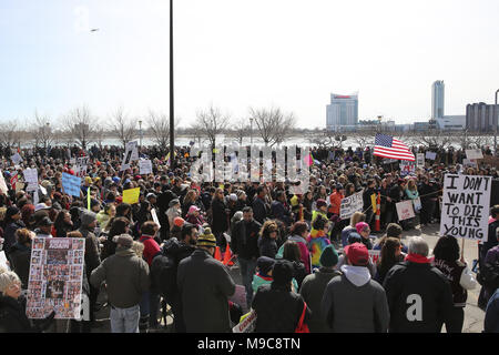 Detroit, Michigan, USA. 24Th Mar, 2018. Une vue générale de la manifestation. Les étudiants et les activistes ont pris la rue pour protester contre une loi sur les armes à feu au cours de l'étudiant organisé 'Marche pour la Vie' manifestation à Detroit. Credit : Chirag Wakaskar SOPA/Images/ZUMA/Alamy Fil Live News Banque D'Images