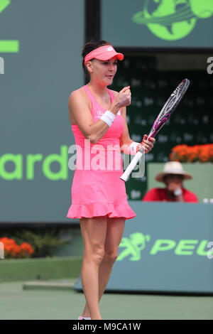 KEY BISCAYNE, Floride - le 24 mars : Agnieszka Radwanska pendant jour 6 de l'Open de Miami présenté par Itau à Crandon Park Tennis Center le 24 mars 2018 à Key Biscayne, en Floride. Agnieszka Radwanska personnes : Banque D'Images