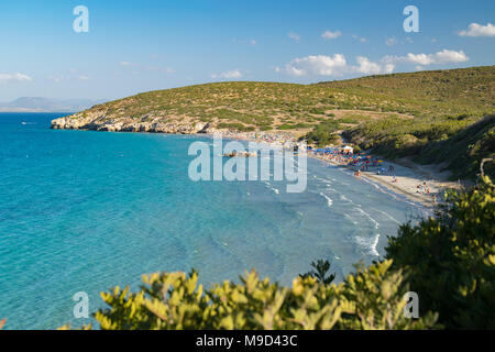 L'une des plus belles plages de l'île de San Pietro, Sardaigne, Italie. Banque D'Images