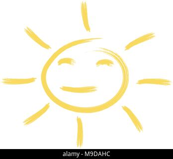 Soleil sourire dessiné à la main. Illustration vecteur eps 10 Illustration de Vecteur