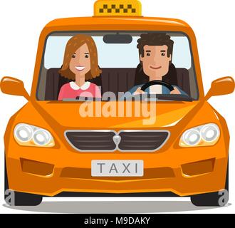 Taxi, Taxi, location de caricature. Concept de transport. Vector illustration Illustration de Vecteur