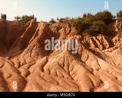 Paysage de la vallée du désert de sable rouge - Tatacoa, Colombie - Banque D'Images