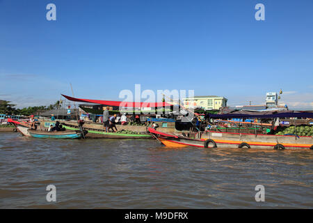 Marché flottant de Cai Rang, Delta du Mékong, la province de Can Tho, Vietnam, Asie du Sud, Asie Banque D'Images