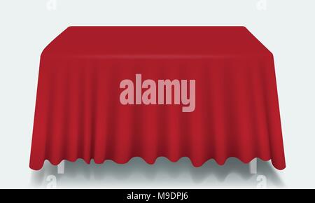 Vector vide rouge table rectangulaire avec cirée isolés. Illustration de Vecteur