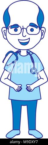 Homme couleur duo doctor with stethoscope et uniforme médical Illustration de Vecteur