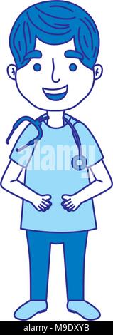 Duo homme couleur uniforme médical avec médecin et la coiffure Illustration de Vecteur