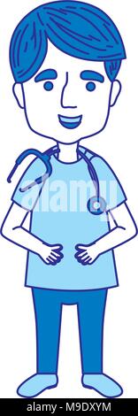 Homme couleur duo avec médecin médecine stéthoscope et uniforme Illustration de Vecteur