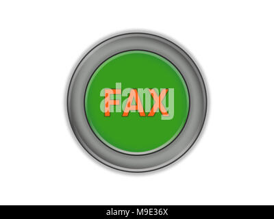 Le bouton vert avec le volume et les mots avec fax, fond blanc Banque D'Images