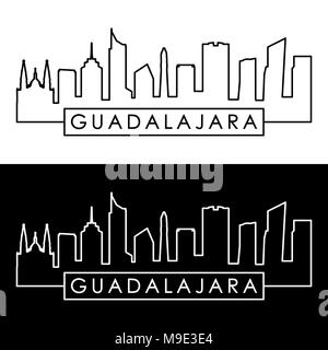 Ville de Guadalajara. Style linéaire. Fichier vectoriel éditable. Illustration de Vecteur