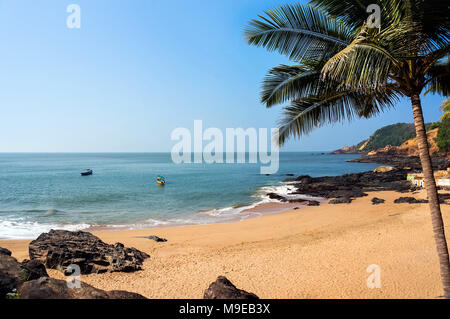 Om beach indiennes pour les routards à Gokarna Banque D'Images