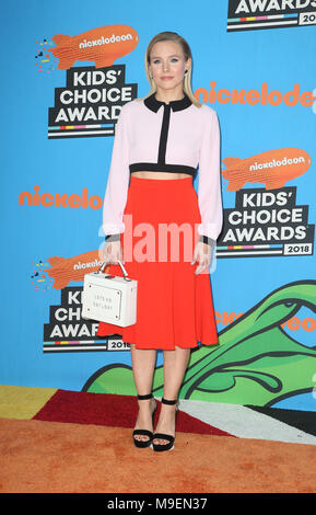 INGLEWOOD, CA - le 24 mars : Kristen Bell, à la 31e assemblée annuelle Nickelodeon Kids' Choice Awards le 24 mars 2018, lors du Forum à Inglewood, Californie. Credit : Faye Sadou/MediaPunch Banque D'Images