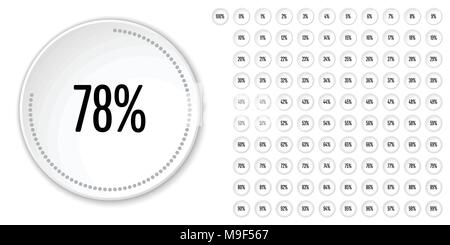 Ensemble de diagrammes cercle pourcentage de 0 à 100 prêt à utiliser pour le web design, l'interface utilisateur (UI) ou infographie - gris avec indicateur Illustration de Vecteur