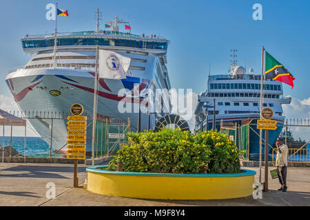 Navires dans le Port de Zante Basseterre, Saint Kitts, West Indies Banque D'Images