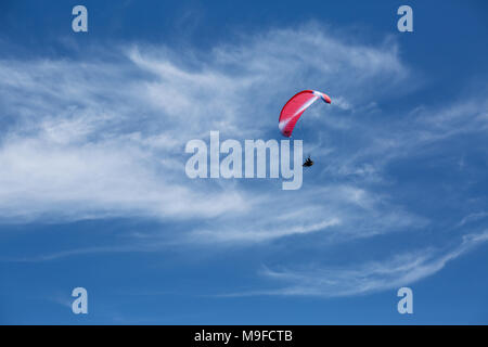 Pilote parapente volant près de Vale de Amoreira, Portugal Banque D'Images