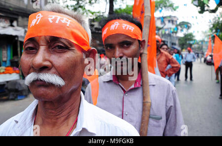 Kolkata, Inde. Mar 25, 2018. Shree Ram Navami Udyapan Samity a organisé un rassemblement coloré à l'occasion de Ram Navami. Credit : Saikat Paul/Pacific Press/Alamy Live News Banque D'Images