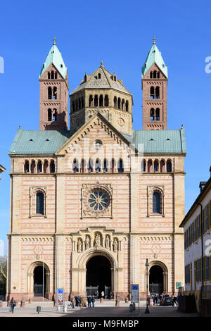 Speyer : Dom (cathédrale), face ouest, portail, la plus grande église romane dans le monde, , Rheinland-Pfalz, Rhénanie-Palatinat, Allemagne Banque D'Images