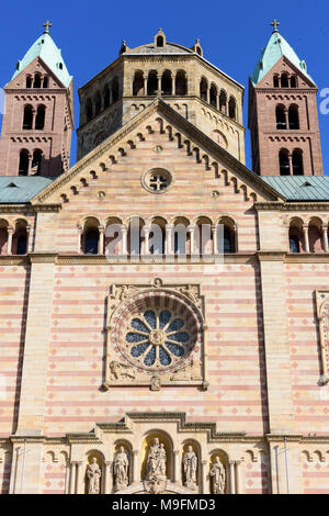 Speyer : Dom (cathédrale), face ouest, portail, la plus grande église romane dans le monde, , Rheinland-Pfalz, Rhénanie-Palatinat, Allemagne Banque D'Images